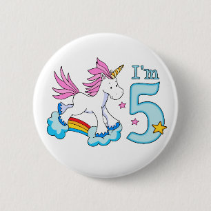 Badge Rond 5 Cm 5e anniversaire de l'Arc-en-ciel d'Unicorne