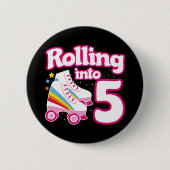 Badge Rond 5 Cm 5e anniversaire Roller Skate 5 ans (Devant)