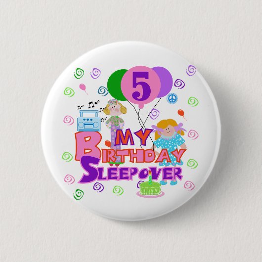 Badge Rond 5 Cm 5e anniversaire Sleepover T-shirts et cadeaux (Devant)