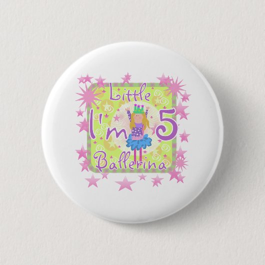 Badge Rond 5 Cm 5ème anniversaire de ballerine (Devant)