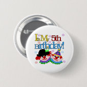 Badge Rond 5 Cm 5ème anniversaire de clowns idiots (Devant & derrière)
