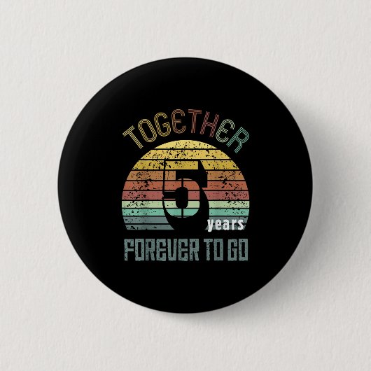 Badge Rond 5 Cm 5th Years Wedding Anniversary For Couple Matching (Devant)