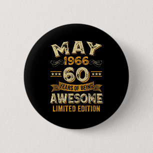 Badge Rond 5 Cm 60 ans super vintage mai 1966 60e anniversaire 
