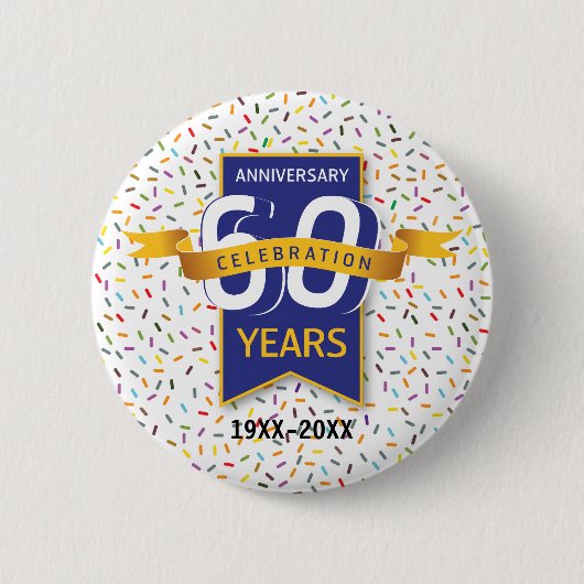 Badge Rond 5 Cm 60 e ANNIVERSAIRE Design (Devant)