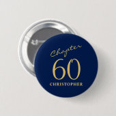 Badge Rond 5 Cm 60e anniversaire Blue Gold (Devant & derrière)
