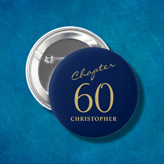 Badge Rond 5 Cm 60e anniversaire Blue Gold