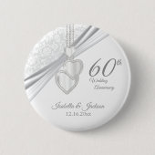 Badge Rond 5 Cm 60e anniversaire de Mariage Design (Devant)