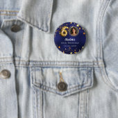 Badge Rond 5 Cm 60e anniversaire marine bleu or étoiles photo (En situation)