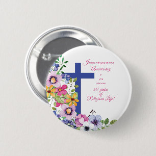Badge Rond 5 Cm 60e Anniversaire, Nun, Religious Life Cross