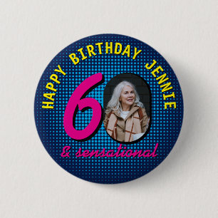 Badge Rond 5 Cm 60e Anniversaire Photo Rétro Personnalisé
