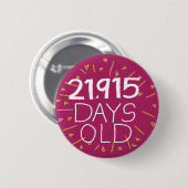 Badge Rond 5 Cm 60e Anniversaire pin Soixante ans en jours soixant (Devant & derrière)