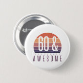 Badge Rond 5 Cm 60e anniversaire Retro Sunset (Devant & derrière)