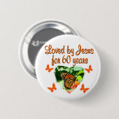 BADGE ROND 5 CM 60E BUTTERFLY ANNIVERSAIRE CONCEPTION (Devant & derrière)