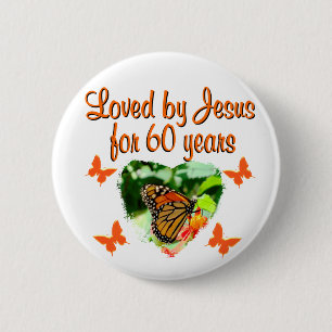 BADGE ROND 5 CM 60E BUTTERFLY ANNIVERSAIRE CONCEPTION