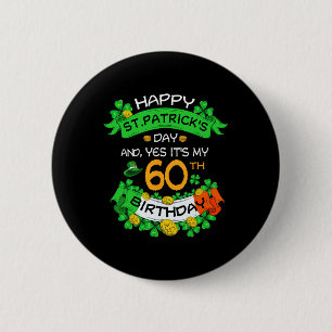 Badge Rond 5 Cm 60e Jour de la Saint Patrick Anniversaire Grand-pè