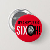 Badge Rond 5 Cm 60e SIXOH, rouge et noir ! photo soixantième anniv (Devant & derrière)