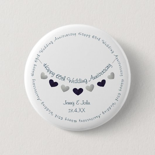 Badge Rond 5 Cm 65e saphir mariage anniversaire épouse (Devant)