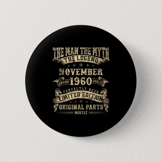 Badge Rond 5 Cm 65th Birthday For Men Mythology Of November 1960 (Devant)