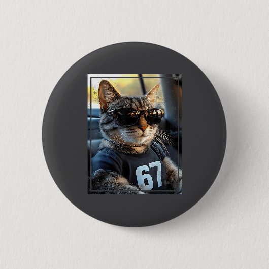 Badge Rond 5 Cm 67 And Still Cool Funny Birthday Meme Cat  (Devant)