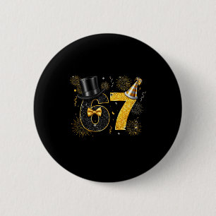 Badge Rond 5 Cm 67 Bonne Année Feux d'Artifice Drôles 2026 Hommes