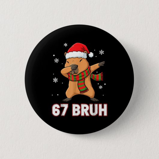 Badge Rond 5 Cm 67 Bruh Six Seven Meme Capybara Christmas Kids Boy (Devant)