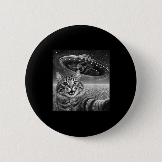 Badge Rond 5 Cm 67 Cat Selfie With Alien Ufos Funny Cat Six Seven (Devant)