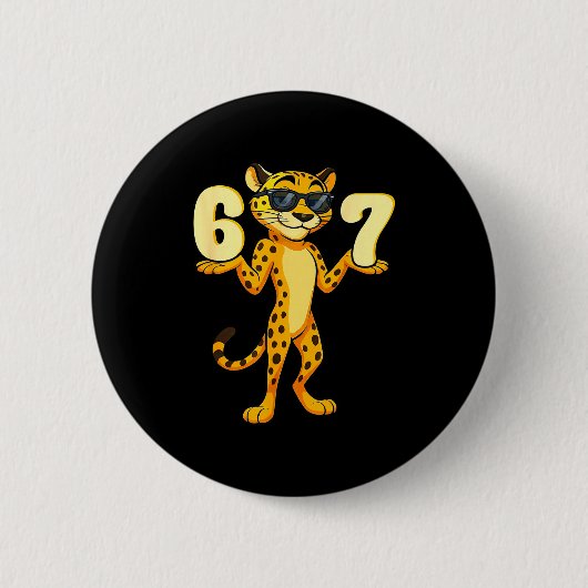 Badge Rond 5 Cm 67 Cheetah Meme Six Seven Hands Motion Kids Teens (Devant)