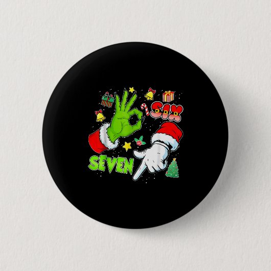 Badge Rond 5 Cm 67 Christmas 6 7 Meme Elf Santa Pajamas Gen Alpha  (Devant)