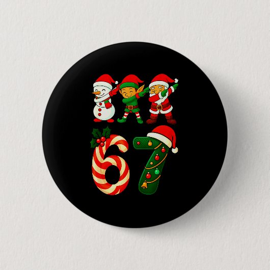 Badge Rond 5 Cm 67 Christmas Dabbing Santa Elf Snowman Funny Six S (Devant)