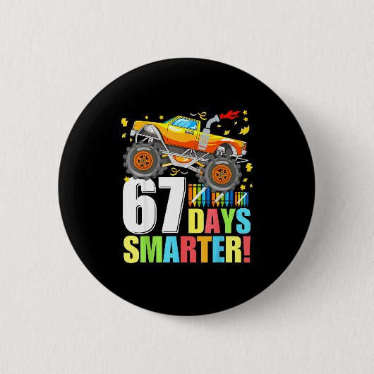 Badge Rond 5 Cm 67 Days Of School Smarter Funny Six Seven Monster (Devant)