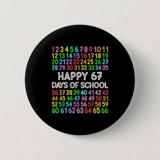 Badge Rond 5 Cm 67 Days Of School Teacher Kids Boy 67 Math Numbers (Devant)