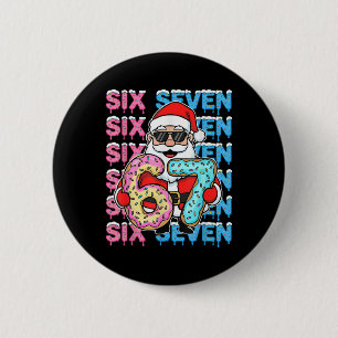 Badge Rond 5 Cm 67 Donut Noël Drôle Six Sept Mème Santa Enfants