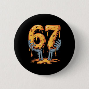 Badge Rond 5 Cm 67 Drip Drôle de squelette Halloween 67 Mème de gl