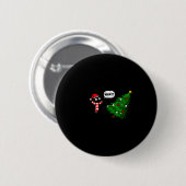 Badge Rond 5 Cm 67 Funny Black Cat Pushing Christmas Tree Over Cat (Devant & derrière)