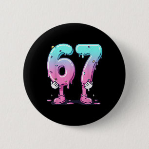 Badge Rond 5 Cm 67 Glace Dégoulinante (devant) Six Sept Mème Pour