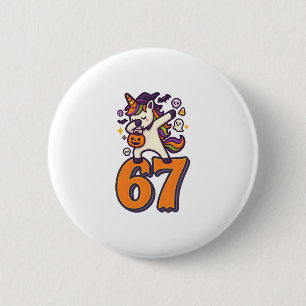 Badge Rond 5 Cm 67 Halloween Licorne Brainrot Meme Six Seven Fille