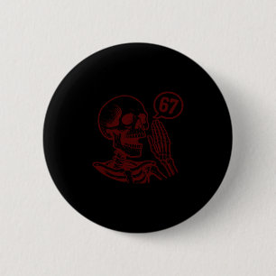 Badge Rond 5 Cm 67 Halloween Squelette Six Sept Mème Brainrot Drôl