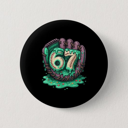 Badge Rond 5 Cm 67 Ice Cream Drip Funny Six Seven Baseball  (Devant)