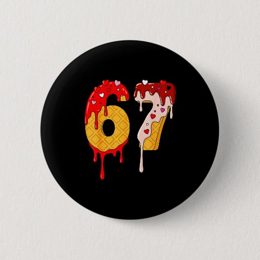 Badge Rond 5 Cm 67 Ice Cream Drip Meme Funny Six Seven Valentine D (Devant)