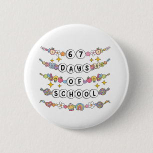 Badge Rond 5 Cm 67 Jours d'École Professeur Mignon Classe Colorée