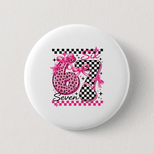 Badge Rond 5 Cm 67 Leopard Checkered Six Seven Meme 6-7 Teachers  (Devant)
