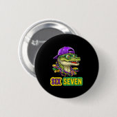 Badge Rond 5 Cm 67 Mardigator Alligator Mardi Gras Six Seven Funny (Devant & derrière)
