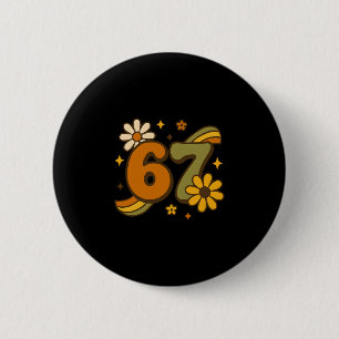 Badge Rond 5 Cm 67 Mème Automne Groovy Rétro 70 Six Sept Bohème