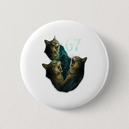 Badge Rond 5 Cm 67 Meme Cat Howling At 67 Funny 6 7 (Devant)