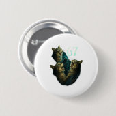 Badge Rond 5 Cm 67 Meme Cat Howling At 67 Funny 6 7 (Devant & derrière)
