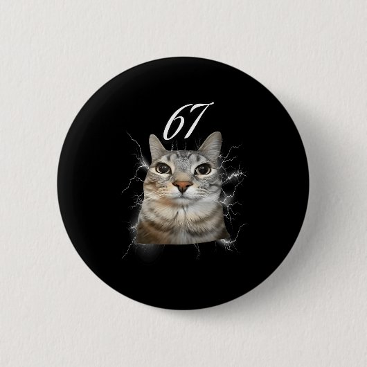 Badge Rond 5 Cm 67 Meme Cat Howling At Moon Brainrot Funny 6 7 (Devant)