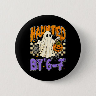 Badge Rond 5 Cm 67 Mème Halloween Hanté- Fantôme et citrouille drô