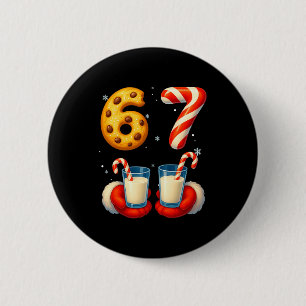 Badge Rond 5 Cm 67 Meme Noël Cookie Candy Cane Drôle Six Sept