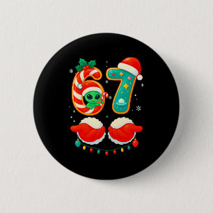 Badge Rond 5 Cm 67 Meme Noël Drôle Alien Père Noël Six Sept Xmas