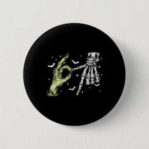 Badge Rond 5 Cm 67 Meme Squelette Main Zombie 6 7 Halloween Six Se